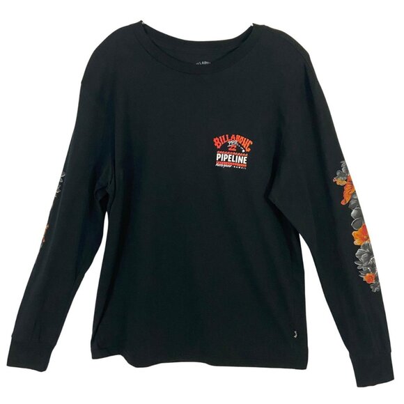 Men's Billabong Premium Pipeline Long Sleeve Black 100% Cotton T-Shirt Sz M NWT - Picture 1 of 7